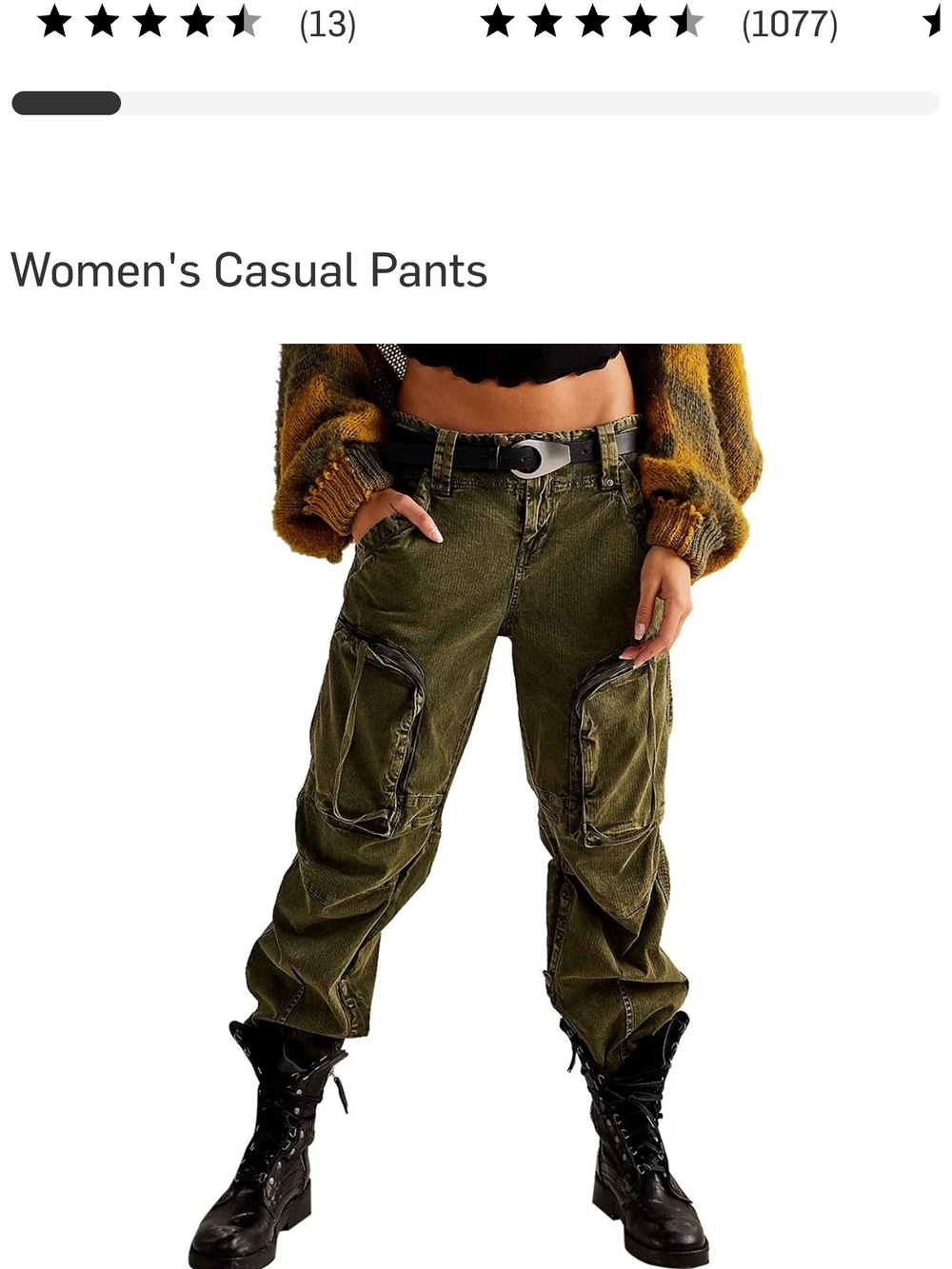 Free People/WeTheFree  Olive Green Cargo Pants Denim Material Sz XS